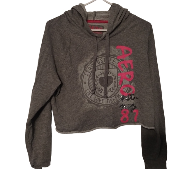 Aeropostale Long Sleeve Crop Sweat Shirt - Picture 1 of 5